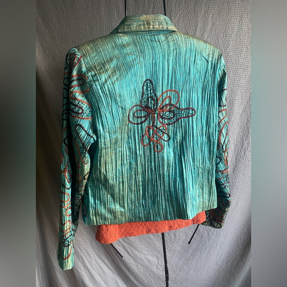 Patterned, Button Front Lightweight Button Jacket… - image 2